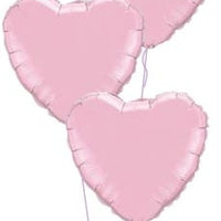 Solid Colour Pink Hearts Balloons Bouquet of 3 with Helium and Weight