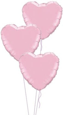 Solid Colour Pink Hearts Balloons Bouquet of 3
