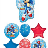 Sonic Hedgehog Happy Birthday Star Balloon Bouquet with Helium Weight