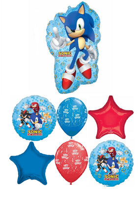 Sonic Hedgehog Happy Birthday Star Balloon Bouquet with Helium Weight