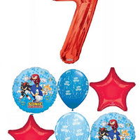 Sonic Hedgehog Pick An Age Red Number Birthday Balloon Bouquet