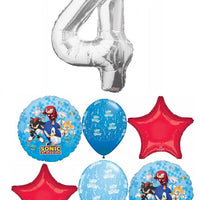 Sonic Hedgehog Pick An Age Silver Number Birthday Balloon Bouquet