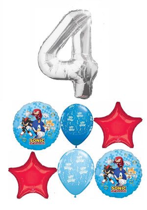 Sonic Hedgehog Pick An Age Silver Number Birthday Balloon Bouquet