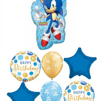 Sonic Hedgehog Happy Birthday Dots Balloon Bouquet with Helium Weight