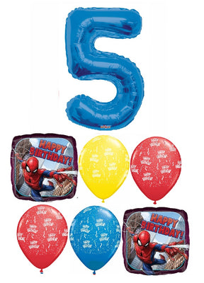 Spider Man Blue Number Pick An Age Birthday Balloon Bouquet