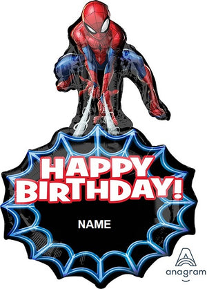 pider Man Personalize Name Foil Balloon with Helium and Weight