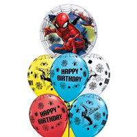 Spider Man Bubble Happy Birthday Balloon Bouquet