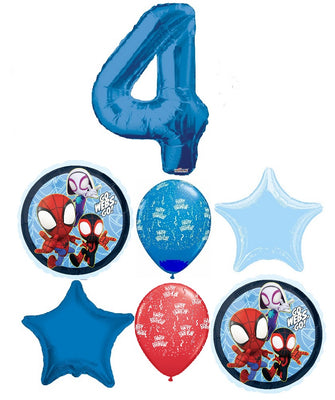Spidey and His Amazing Friends Pick An Age Birthday Balloon Bouquet