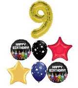 Spies in Space Birthday Gold Number Pick An Age Balloons Bouquet