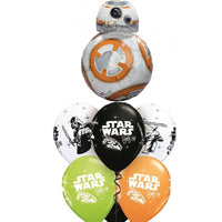 Star Wars BB8 Happy Birthday Balloon Bouquet with Helium and Weight
