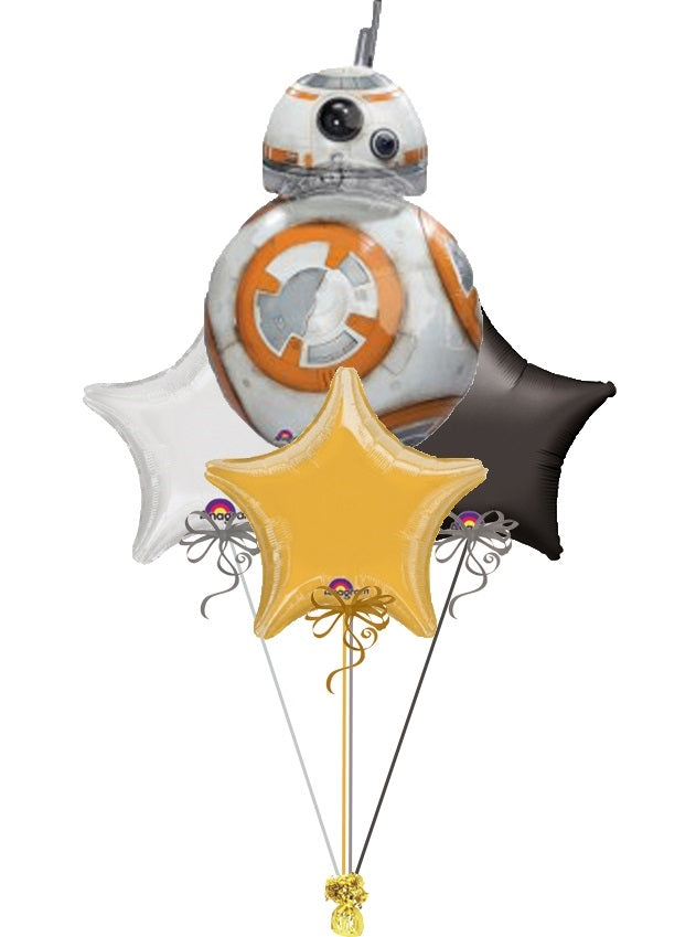 Star Wars BB8 Stars Balloon Bouquet with Helium and Weight