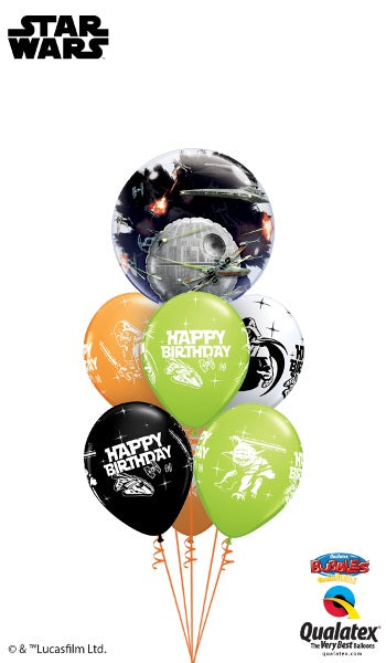 Star Wars Death Star Double Bubble Birthday Balloons Bouquet