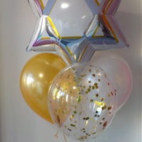 Star of David Silver Gold Confetti Balloon Bouquet
