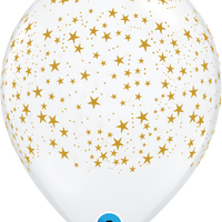11 inch Stars Gold Around Clear Balloon with Helium and Hi Float