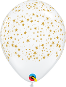 11 inch Stars Gold Around Clear Balloon with Helium and Hi Float
