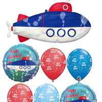 Submarine Happy Birthday Balloon Bouquet with Helium and Weight