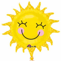 Sunshine Smiley Sun Foil Balloon with Helium and Weight