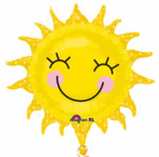 Sunshine Smiley Sun Foil Balloon with Helium and Weight