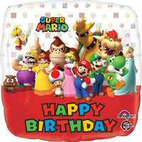 18 inch Super Mario Brothers Happy Birthday Balloon with Heium