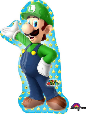 Super Mario Brothers Luigi Shape Balloon with Helium and Weight