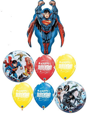 Superman Birthday Justice League Balloon Bouquet with Helium Weight