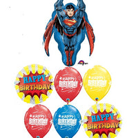 Superman Happy Birthday Balloon Bouquet with Helium and Weight