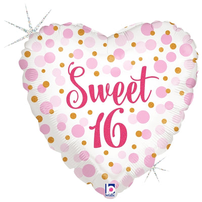 Milestone Sweet 16 Heart Birthday Balloon with Helium