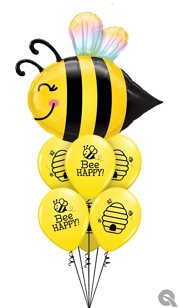 Sweet Bee Birthday Balloon Bouquet with Helium and Weight