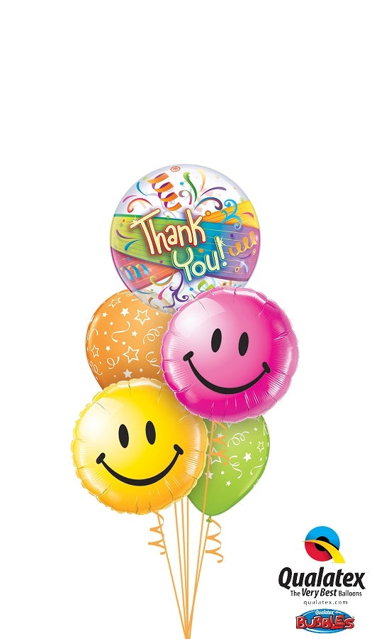 Thank You Bubble Smiley Balloons Bouquet