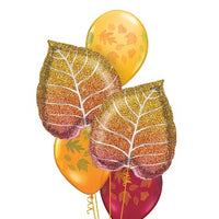 Thanksgiving Fall Glitter Ombre Leaf Balloon Bouquet