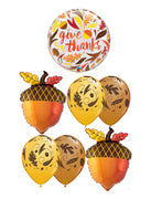 Thanksgiving Give Thanks Acorn Balloon Bouquet with Helium Weight