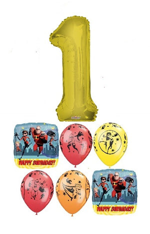 The Incredibles Gold Number Pick An Age Birthday Balloons Bouquet