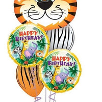 Jungle Tiger Happy Birthday Balloon Bouquet with Helium and Weight
