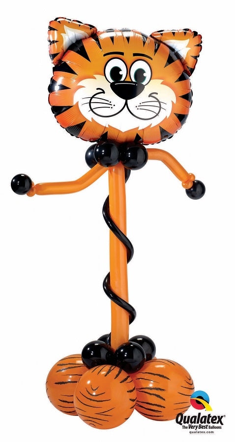 Jungle Animals Tiger Slim Balloon Stand Up with Helium and Weight