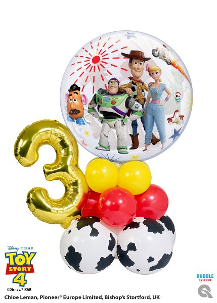 Toy Story Bubble Birthday Pick An Age Gold Number Balloons Centerpiece