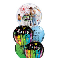Toy Story Bubble Birthday Stripes Balloon Bouquet with Helium Weight