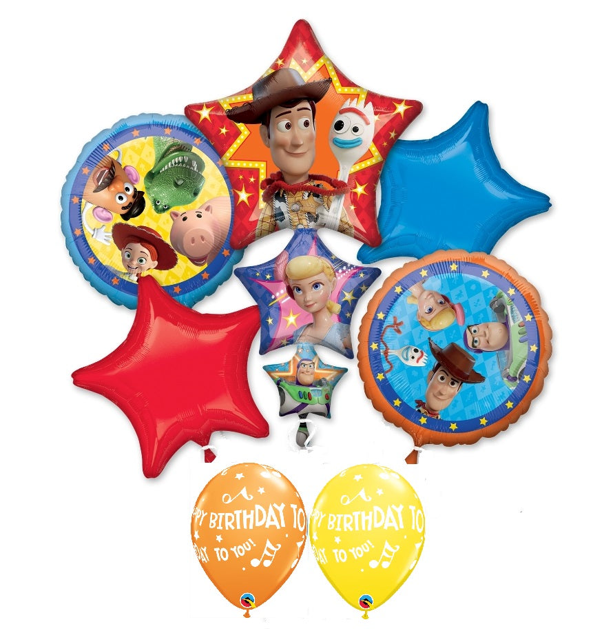 Toy Story Birthday Star Cluster Balloon Bouquet with Helium and Weight