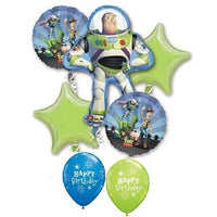 Toy Story Buzz Lightyear Stars Birthday Balloon Bouquet with Helium and Weight
