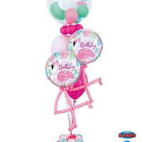 Pink Flamingo Birthday Gumball Balloons Bouquet Stand Up