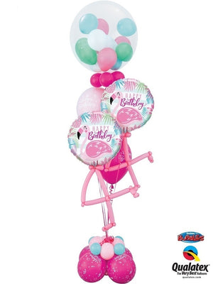 Pink Flamingo Birthday Gumball Balloons Bouquet Stand Up