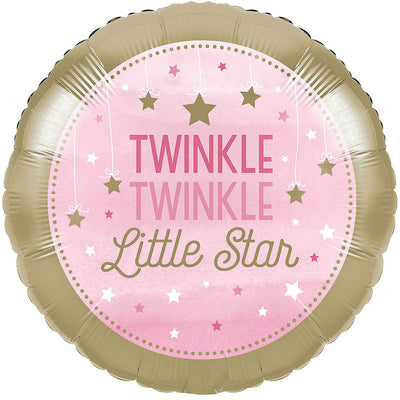 18 inch Twinkle Twinkle Little Star Pink Foil Balloons