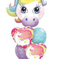 Magical Unicorn Birthday Heart Balloon Bouquet