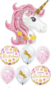 Unicorn Pink Confetti Birthday Balloon Bouquet