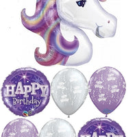 Unicorn Purple Pastel Rainbow Birthday Balloon Bouquet