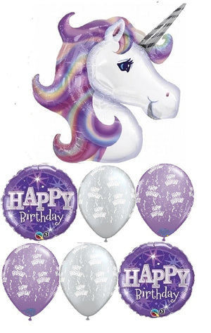 Unicorn Purple Pastel Rainbow Birthday Balloon Bouquet