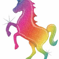 54 inch Unicorn Rainbow Holographic Glitter Shape Foil Balloons