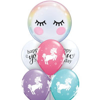 Unicorn Eyelash Bubble Birthday Balloon Bouquet
