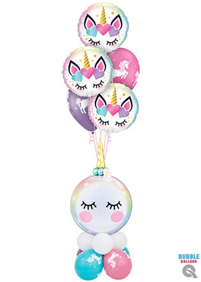 Unicorn Eyelash Bubble Birthday Balloon Bouquet Stand Up
