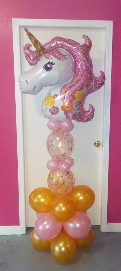 Unicorn Birthday Pink Confetti Balloons Stand Up Decoration