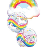 Unicorn Rainbow Bubble Birthday Balloon Bouquet
